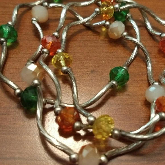 4 stretch silver twirl crystal bracelets - Picture 3 of 4